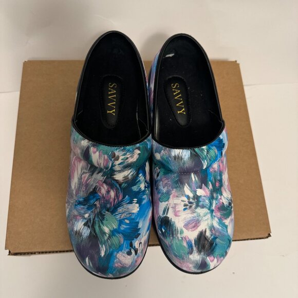 Savvy Nursing Shoes Women's Brandy Clogs Slip On  Floral Slip Resistant Size 9 M - Picture 4 of 8